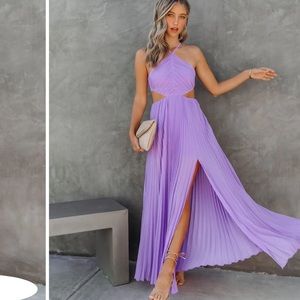 Jasmine Pleated Cutout Lilac Dress - Vici